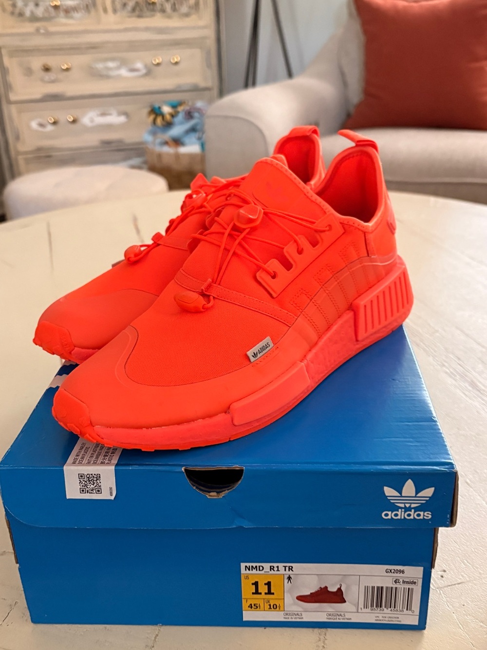 adidas Men’s NMD_R1 TR Sneakers in Vibrant Red-Orange